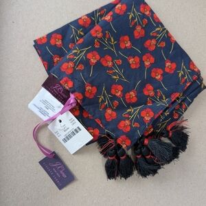 J. Crew Red and Black Floral Hair Scarf